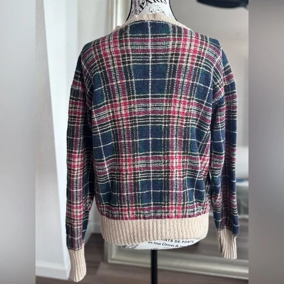 Vintage 90s Polo Ralph Lauren Silk Wool V Neck Sweater Multicolor Size M